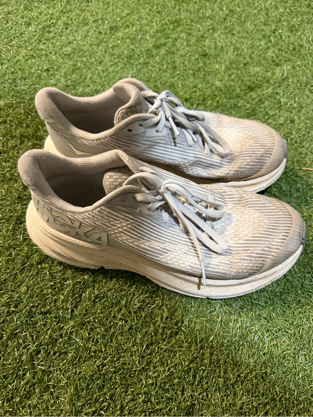 Youth Hoka Neutral Light Gray Athletic Running Shoes